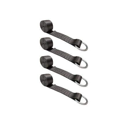 Tie 4 Safe 2" x 10' Lasso Strap w/ O Ring Auto Tie Down Wheel Lift Tow Truck Trailer Black, 4PK TWS21-510-W9-BLK-C-4